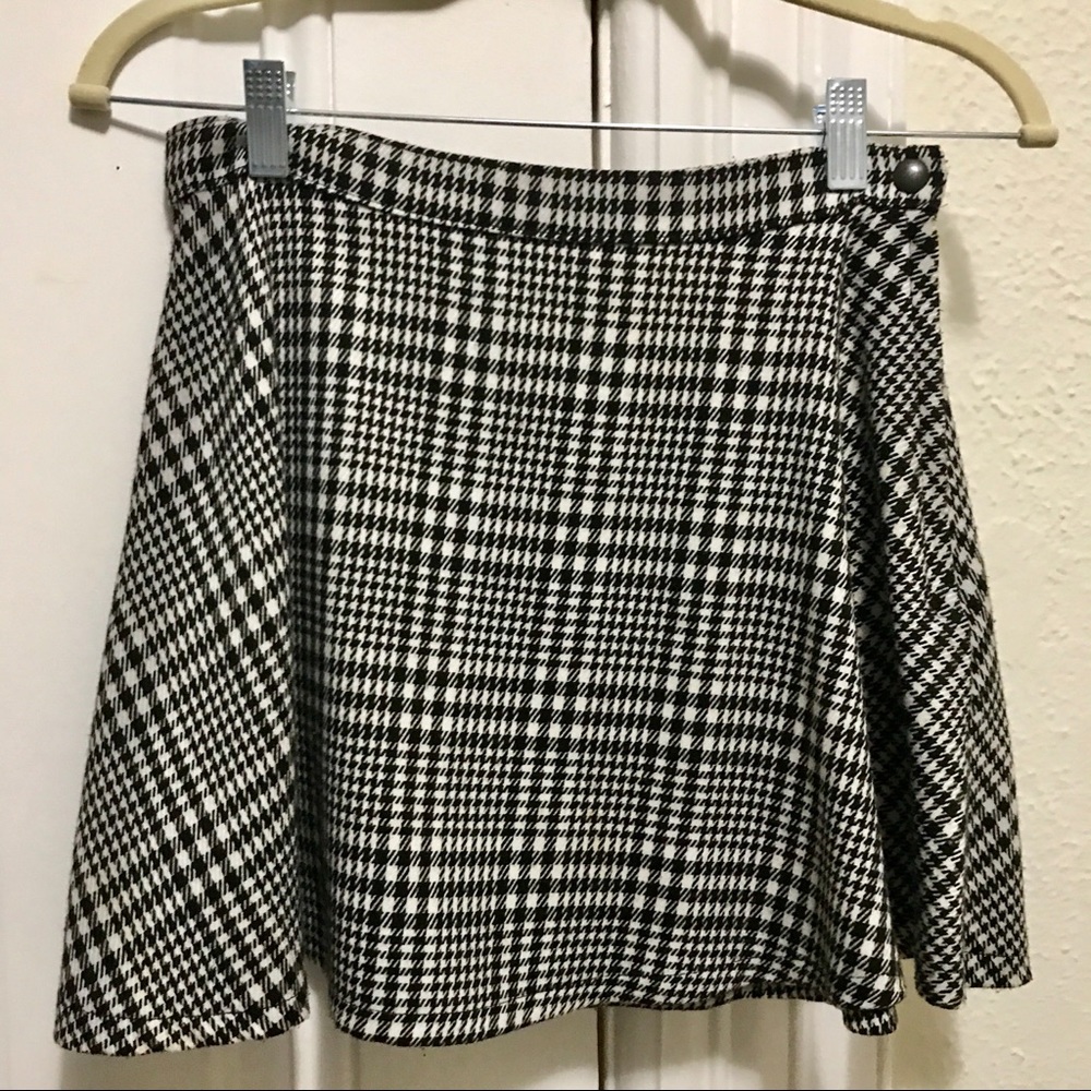 Black and White Plaid Skater Skirt